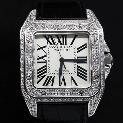 cartier santos 100 with diamonds|santos 100 cartier price.